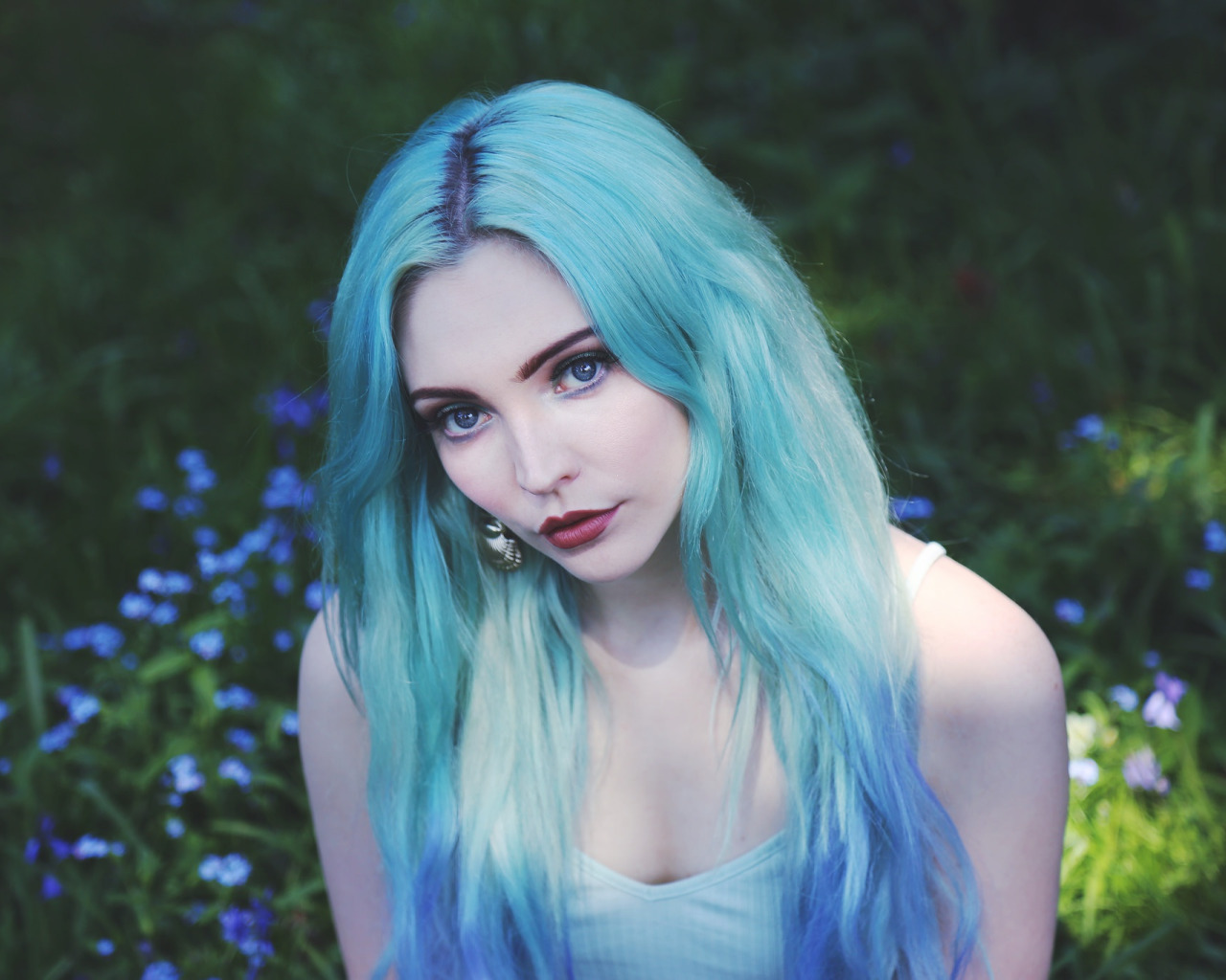girl, hair, portrait, blue, blue. 