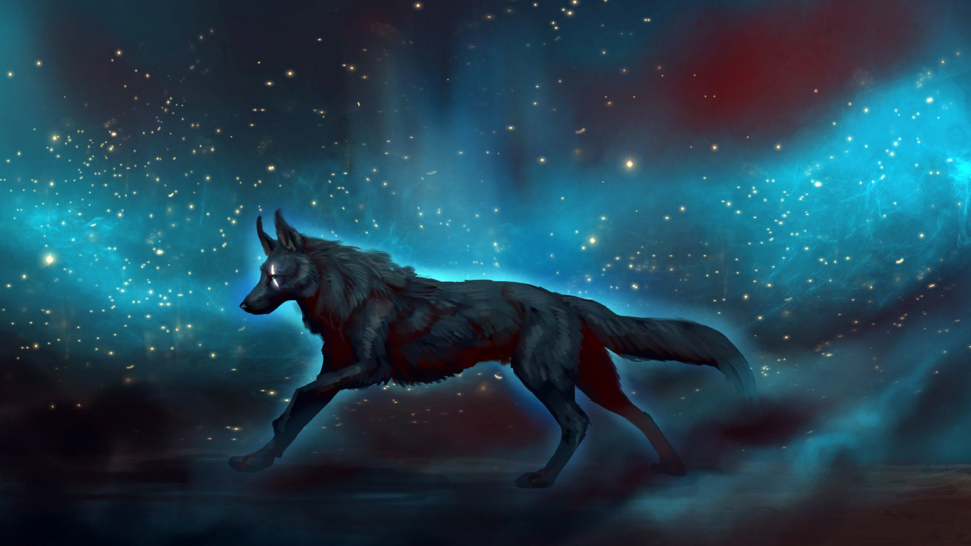 Download wallpaper space, fiction, wolf, by JadeMere, section fantasy in re...