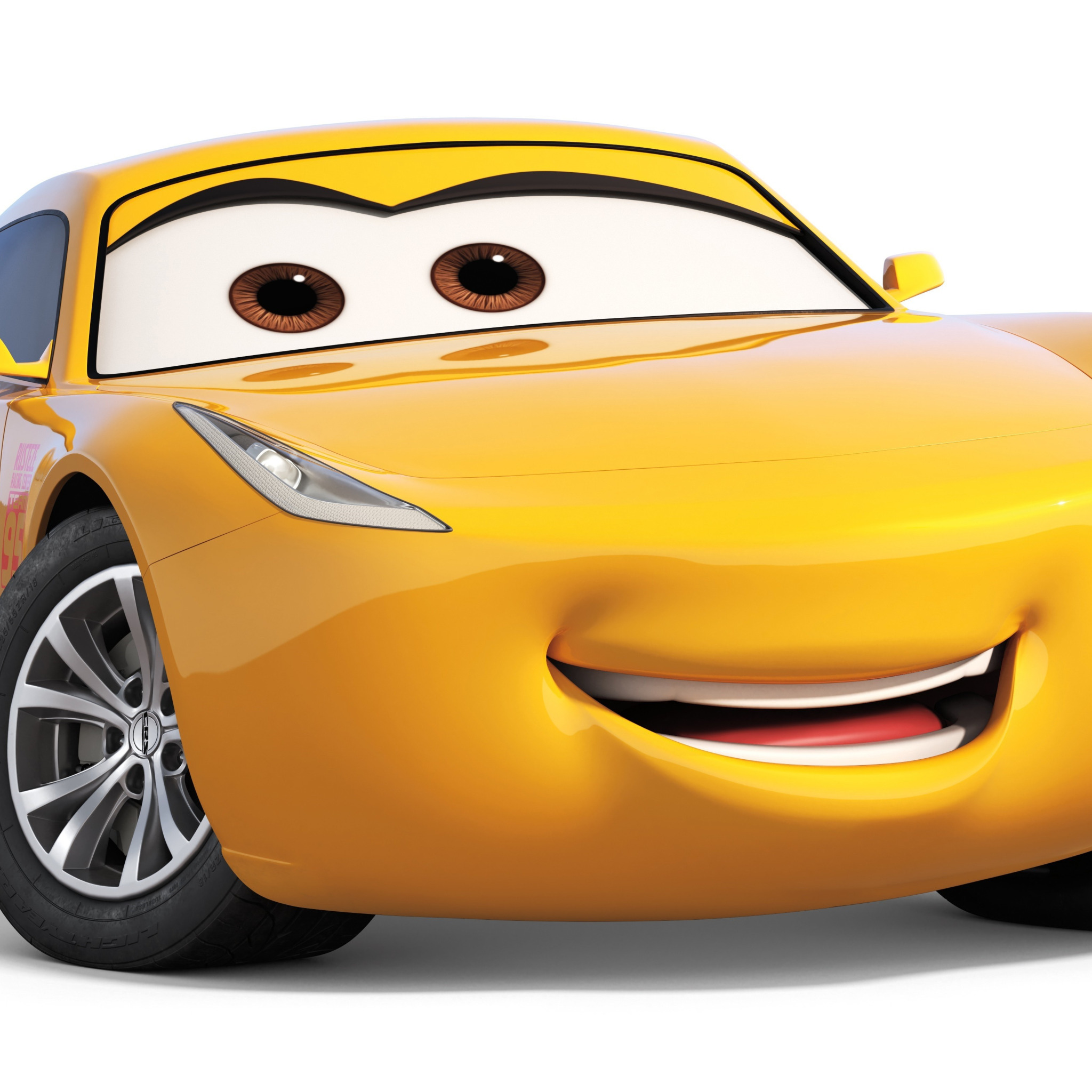 Download wallpaper car, Disney, Pixar, Cars, yellow, animated film,  animated movie, Cars 3, section films in resolution 2048x2048