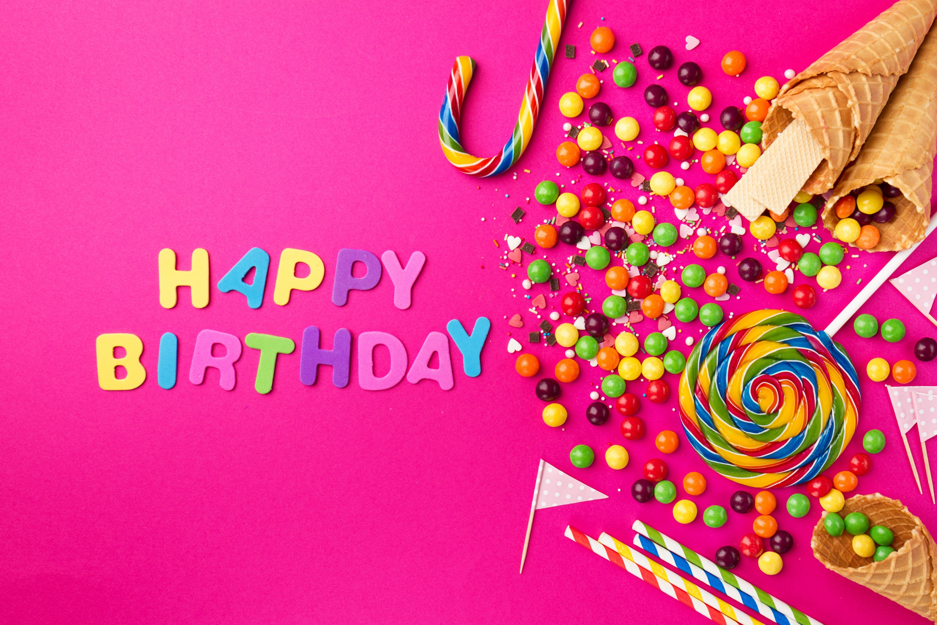 Download wallpaper birthday, holiday, the inscription, sweets, section holi...