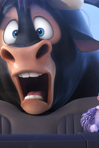 Download wallpaper bull, animated film, Ferdinand, goat, animated movie,  car porcupine, section films in resolution 320x480