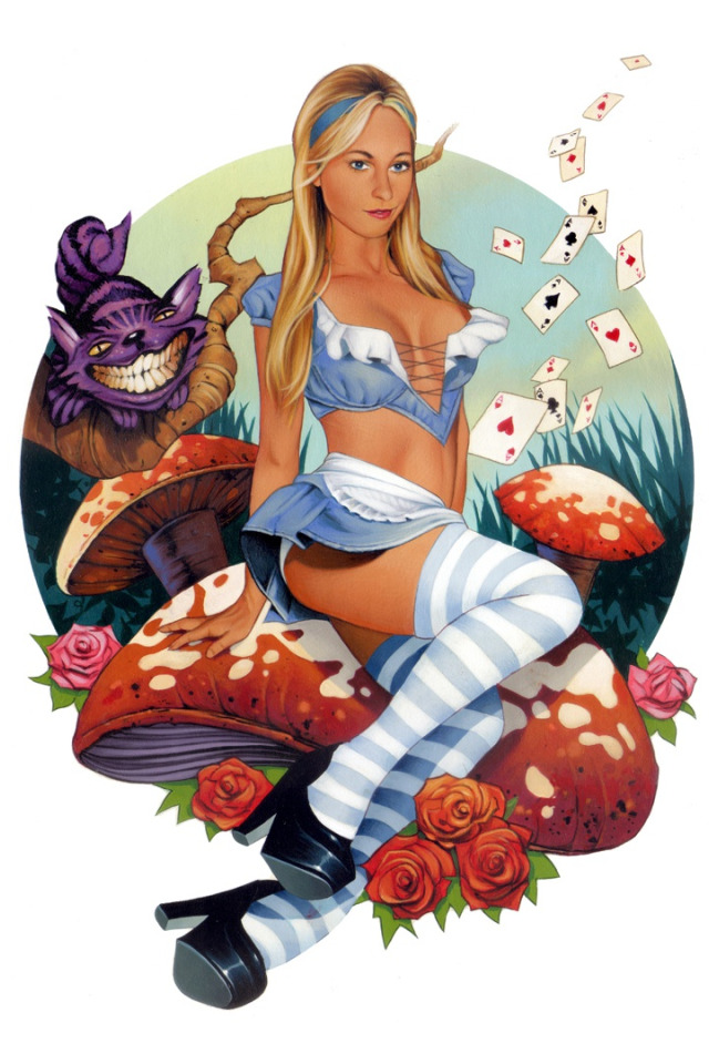 Download wallpaper girl, art, Alice, Cheshire cat, section seinen in resolu...