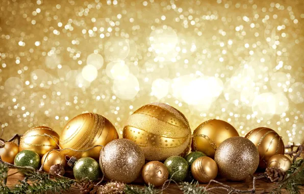 Picture New Year, Christmas, golden, christmas, balls, merry christmas, decoration, xmas
