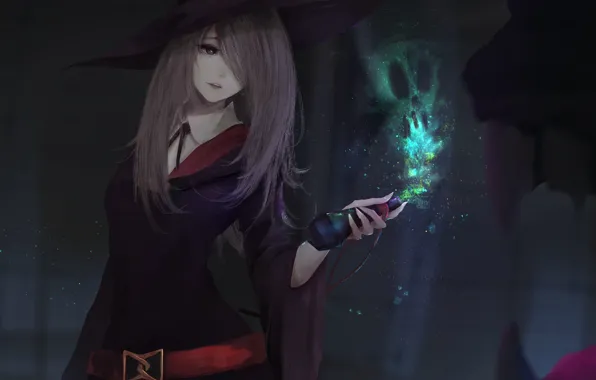 Picture girl, magic, hat, anime, art, form, witch, sucy manbavaran, aoi ogata, little witch academia