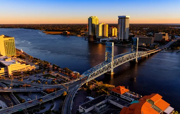Picture bridge, river, USA, architecture, Jacksonville, Duval