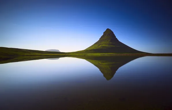Picture the sky, water, reflection, Iceland, mountain Kirkjufell