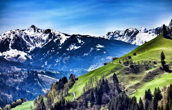 Picture mountains, tops, spring, Austria