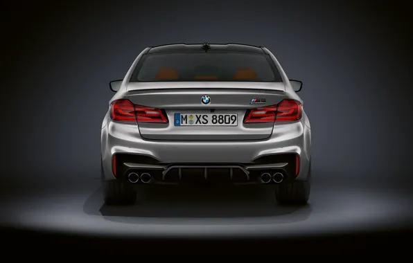 Picture grey, background, BMW, sedan, dark, 4x4, 2018, feed, 625 HP, four-door, M5, V8, F90, 4.4 …