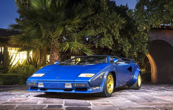 Picture Lamborghini, Blue, Countach, Gold, Wheels