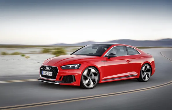 Picture Audi, German, Red, Speed, RS5, 2018, Road, Drive, RS, A5