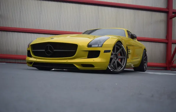 Picture Mercedes, AMG, SLS, Yellow