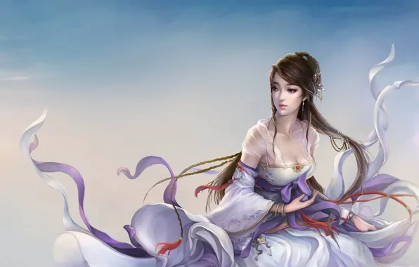 Picture girl, the wind, the game, art, fantasy, character