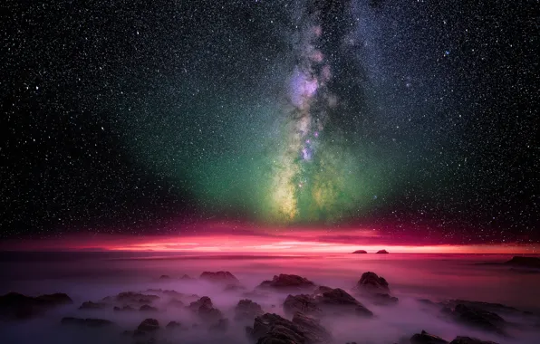 Picture sea, the sky, stars, night, the milky way