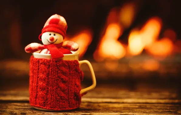 Picture New Year, Christmas, Cup, snowman, fireplace, Christmas, cup, Merry Christmas, Xmas, cocoa, snowman, fireplace, holiday …