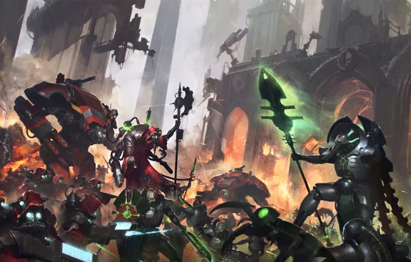 Picture necrons, Warhammer 40 000, lord necron, tech priest, forge world, Adeptus Mechanicus, Forgebane
