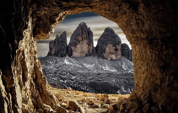 wallpaper mountains rocks italy cave  grotto  dolomites