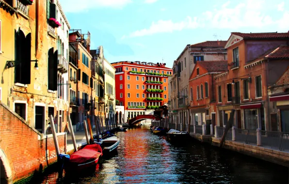 Picture city, colorful, Italy, bridge, water, houses, color, Venice, boats, buildings, architecture, Italia, Venice, cityscape, canal, …