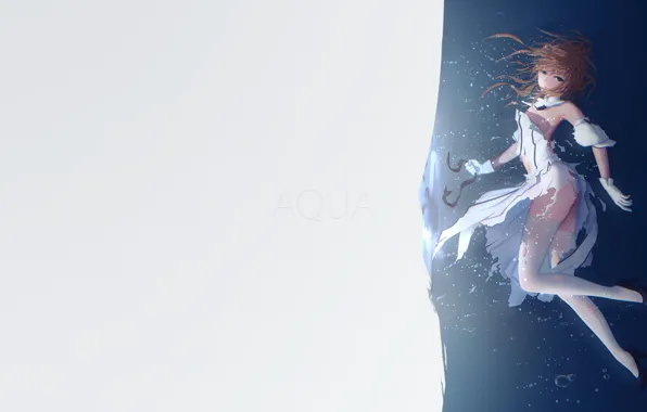 Picture girl, minimalism, anime, Aqua, blue eyes, illustration, simple background, anime girl, Fate/Grand Order, Saber Lily