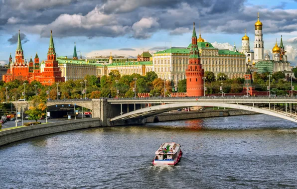 Picture bridge, river, Moscow, The Kremlin, Russia, Moscow, Kremlin