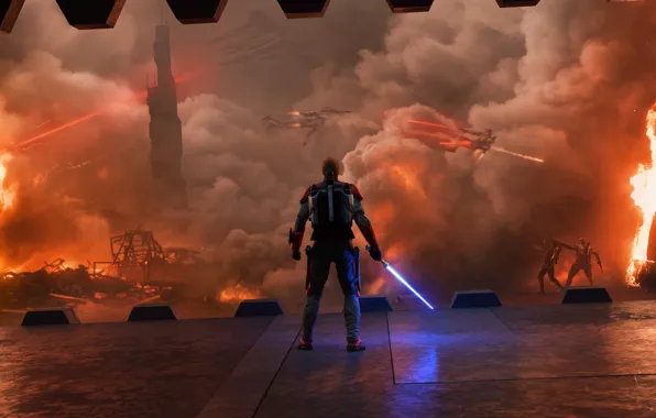 Picture Star Wars, war, fight, jedi, shield, light saber, by thetechromancer
