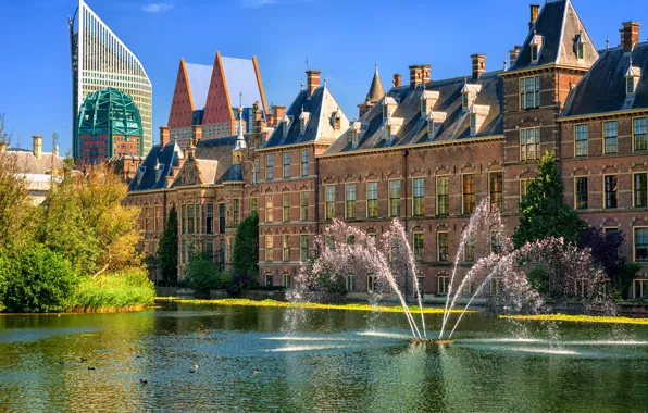 Picture Netherlands, fountains, Holland, The Hague, The Hague, Binnenhof, Binnenhof palace