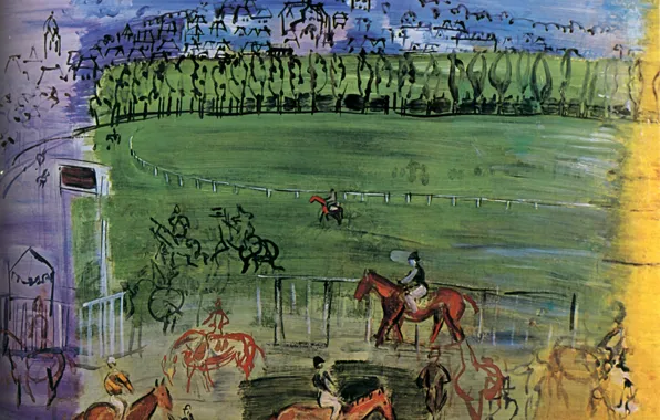 Picture France, 1950, Huile sur Toile, Raoul Dufy, Collection H.G., The racecourse of Deauville, The Racecourse, …