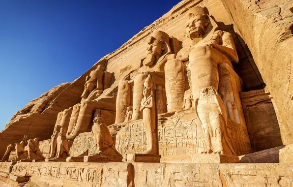 Picture The sky, Rock, Temple, Egypt, Sky, Rock, statues, Egypt, Temple, Ancient, Abu Simbel, Abu Simbel, …