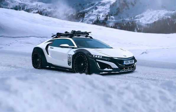 Picture Honda, Car, Mountain, Snow, White, NSX