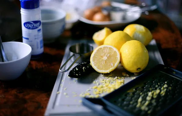 Picture lemons, peel, peel, grater