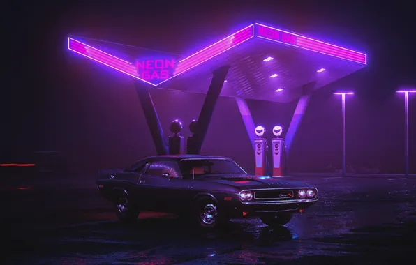 Picture Auto, Night, Neon, Retro, Machine, Background, Dodge, Dressing, Charger, 1970, Neon, Dodge Charger, Dodge Charger …