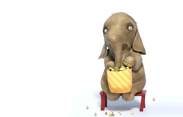 Picture rendering, mood, popcorn, elephant, children's, Andrew Buehler, "Shocked by the Movie"