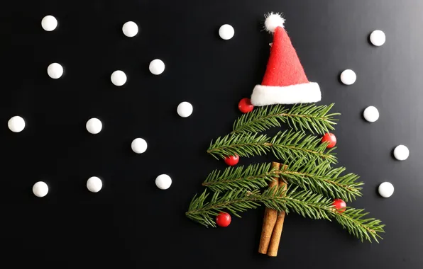 Picture background, hat, new year, spruce, cinnamon