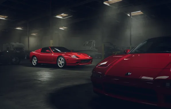 Picture Ferrari, Red, Front, Supercar, Garage, Superamerica