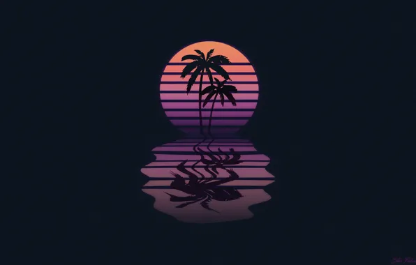 Picture Music, Neon, Palm trees, Mesh, Background, Synthpop, Darkwave, Synth, Retrowave, Synthwave, Synth pop, Stas Fedorov, …