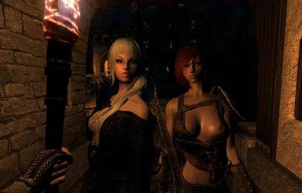 Picture makeup, Tits, blonde, torch, red, elf, solitude, tatoo, skyrim, Skyrim, redhead, tits, blonde, solitude, torch, …