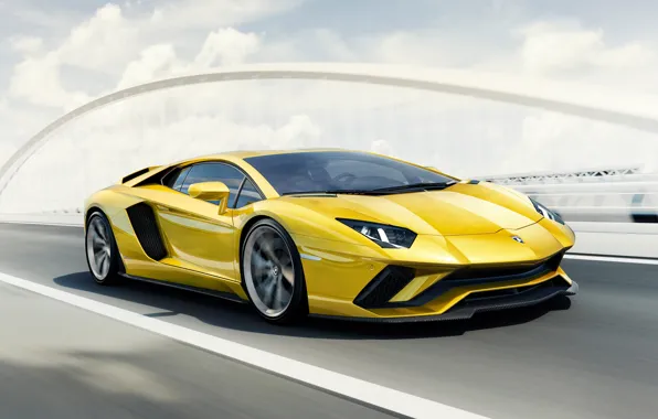 Picture Car, Yellow, Super, 2017, Lamborghini Aventador S 4K