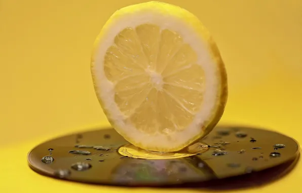 Picture drops, macro, lemon, slice