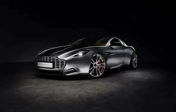 Picture Aston Martin, Black background, Silver, Thunderbolt, 2015, galpin