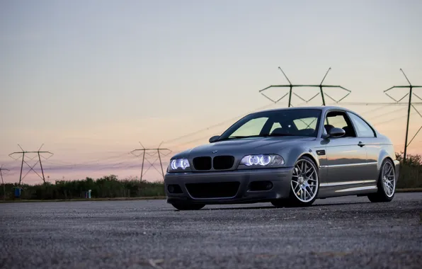 Picture BMW, Light, Sunset, E46, Evening, Silver, Sight, Angel Eye