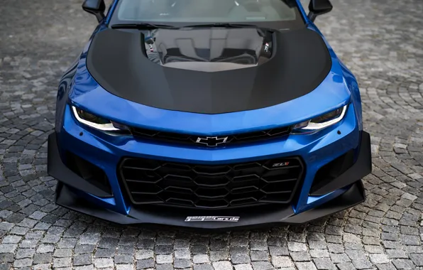 Picture blue, Chevrolet, 2018, the front part, Camaro ZL1 1THE