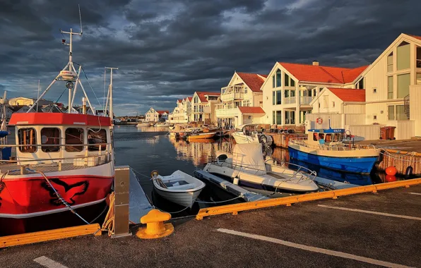 Picture boats, pier, Norway, Norway, Åkrehamn