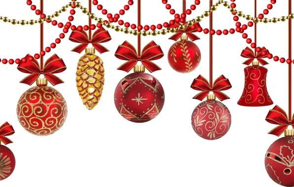 Picture balls, balls, white background, beads, Christmas decorations