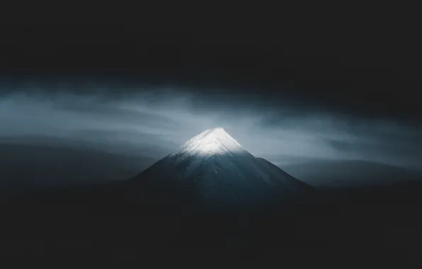 Picture snow, mountain, minimalism, the dark background