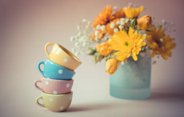 Picture flowers, bouquet, Cup, mugs