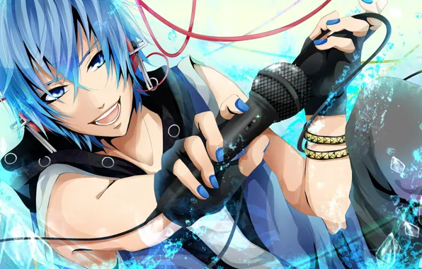 Picture music, anime, art, microphone, guy, vocaloid, Vocaloid, Shion Kaito