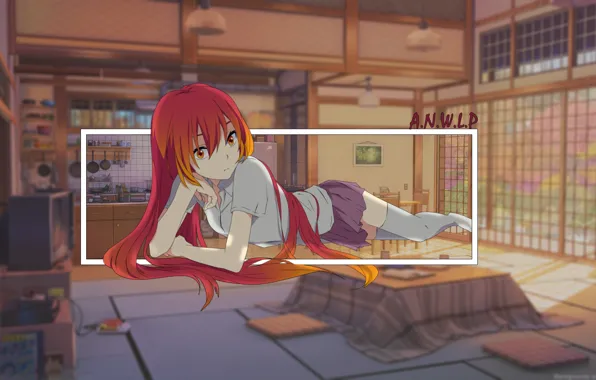 Picture girl, room, anime, lies, red, madskillz