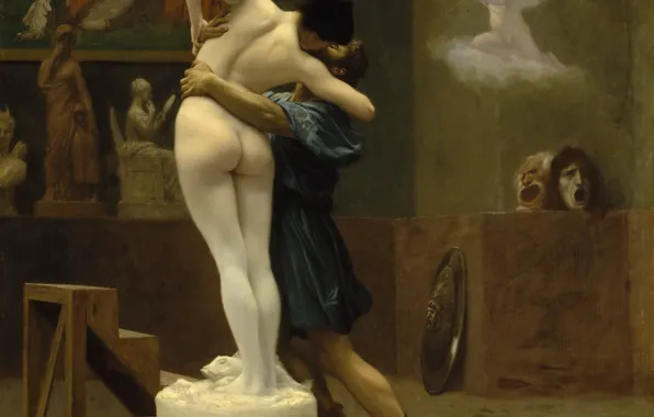 Picture interior, picture, workshop, mythology, Jean-Leon Gerome, Pygmalion and Galatea