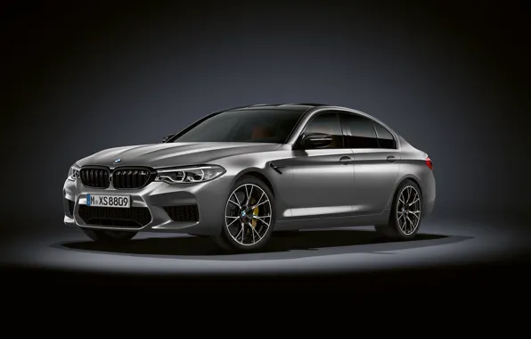 Picture grey, background, BMW, sedan, dark, 4x4, 2018, 625 HP, four-door, M5, V8, F90, 4.4 L., …