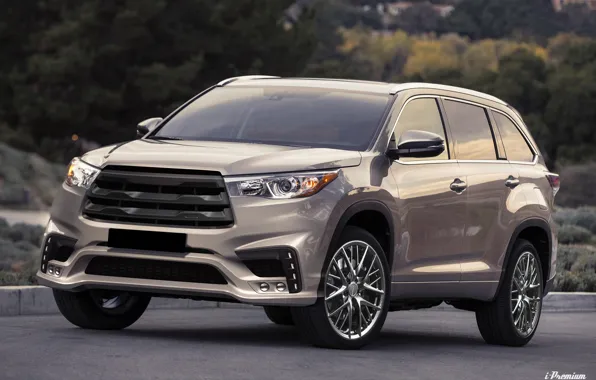 Picture grey, tuning, Toyota, drives, front, bumper, cars, tuning, Highlander, Toyota Highlander, i-Premium