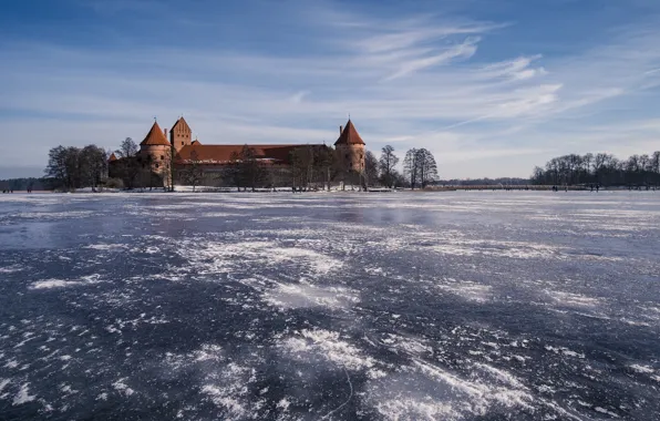 Picture Trakai, Lithuania, The fatherland, winter, pilis, lake